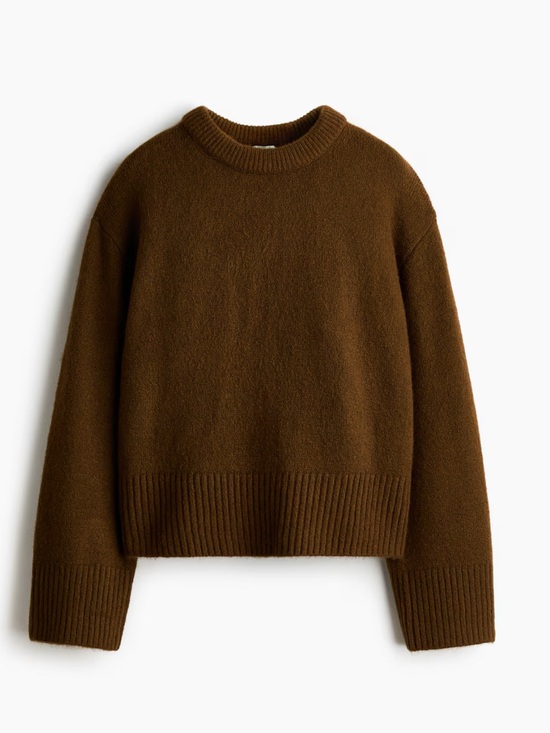 H&M Sweaters - H&M Kahki Brown Crewneck Wool Blend Oversized Sweater Size XS